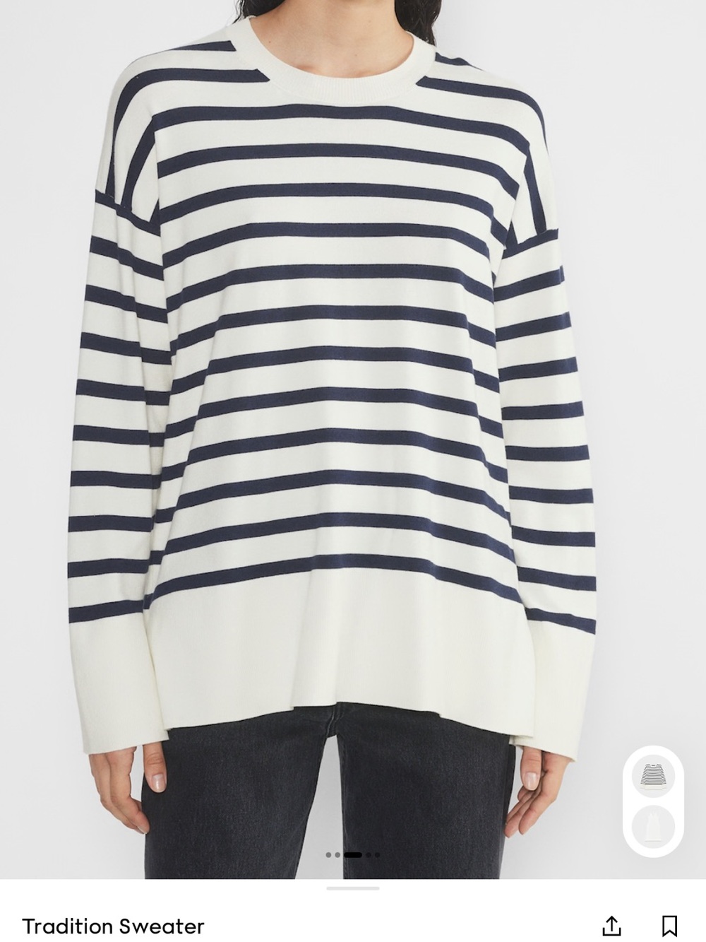 Babaton Oversized Large Striped Crewneck Sweater